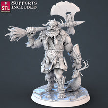 Load image into Gallery viewer, Frost Giant Miniature | Frost Giant Warrior| Male Frost Giant | Female Frost Giant | Dungeons and Dragons | RPG | 32mm | Huge Creature
