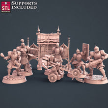 Load image into Gallery viewer, City Guard Set - Guard Patrol - Ballista - Guard Commander - Message Board - Bounty Board - Tabletop Terrain/DnD/Miniatures /DnD/Pathfinder

