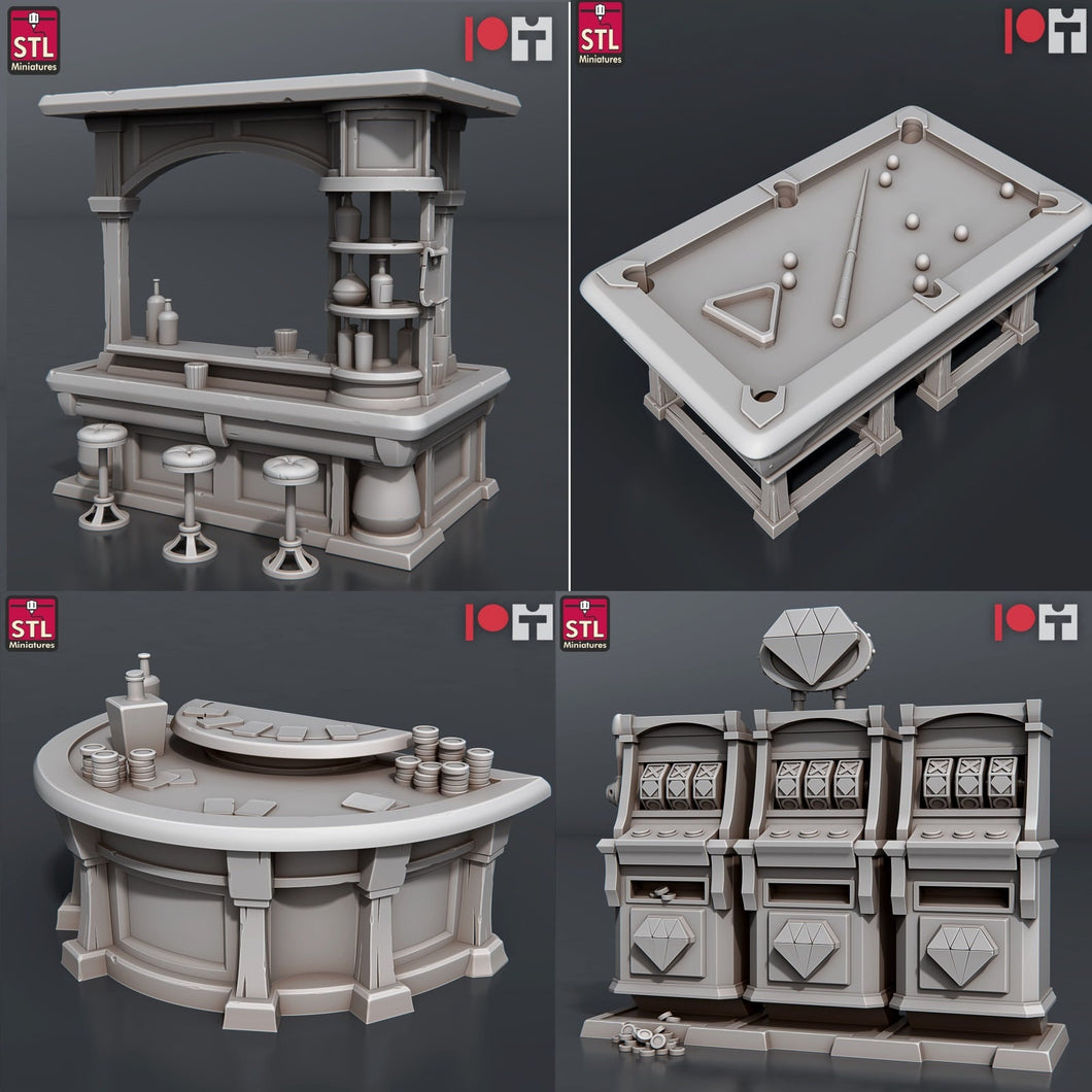 Casino Set | Gambling Set | Card Game | Dice Game | Roulette | Blackjack | Rogue | Gambler | Scatter Terrain | Dungeons and Dragons | RPG