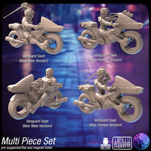 Load image into Gallery viewer, Cyberpunk Mounted Police Miniatures Set | Cops | Swat | Police Bikes | Corporate Security | Scifi Police | Science Fiction Miniatures | RPG
