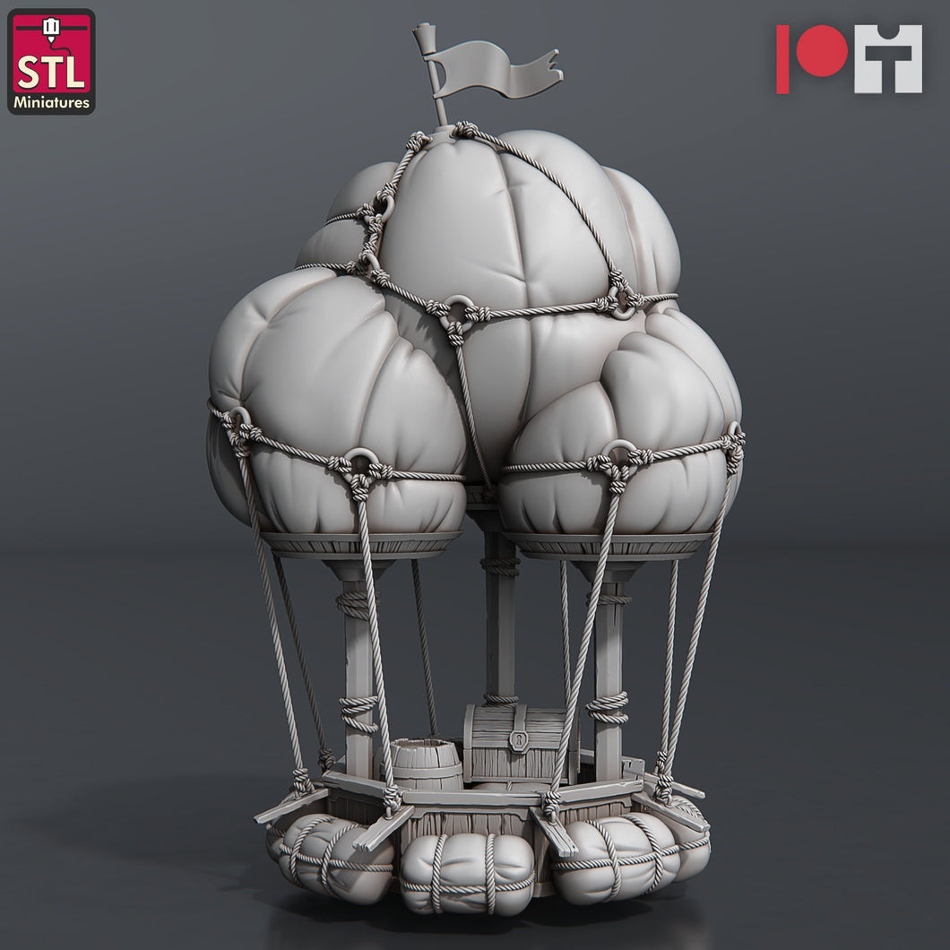 Air Balloon Miniature- Hot Air Balloon - Flying Boat - Flying Ship - Airship - Pirate RPG | Storm King's Thunder | Dungeons and Dragons | 5e