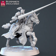 Load image into Gallery viewer, Jousting Miniature Set 1 | Mounted Warrior | Knight | Noble | Jester | Maiden | Jousting Tournament | Dungeons and Dragons | DnD 5e | RPG
