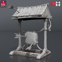 Load image into Gallery viewer, Bow and Arrow Maker Miniature Set | Archery Shop | Weapons Maker | Fletcher | Bow Target | Arrow Maker | Terrain | Dungeons and Dragons |RPG
