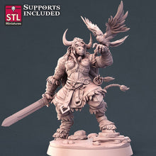 Load image into Gallery viewer, Minotaur Miniature Set | Minotaur Warrior| Viking Minotaur | Berserker | Bull Monster | Dungeons and Dragons | RPG | 32mm | Huge Creature
