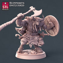 Load image into Gallery viewer, Minotaur Miniature Set | Minotaur Warrior| Viking Minotaur | Berserker | Bull Monster | Dungeons and Dragons | RPG | 32mm | Huge Creature
