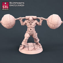 Load image into Gallery viewer, Carnival Miniatures Set | Circus | Strongman | Jester | Performers | Carnival Cart | Circus | Tabletop Terrain | DnD | Miniatures | DnD 5E
