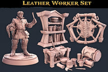 Load image into Gallery viewer, Leatherworker Vendor Set/Leather Worker Shop/Leather - Tabletop Terrain | Scatter Terrain | Dungeons and Dragons | Pathfinder | RPG Terrain
