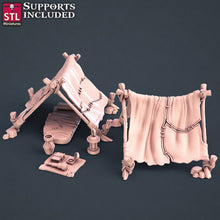 Load image into Gallery viewer, Ranger Miniature Set | Explorer | Adventurer | Lore Bard | Archaeologist | Bedroll | Tent | Tabletop Terrain/DnD/Miniatures /DnD/Pathfinder
