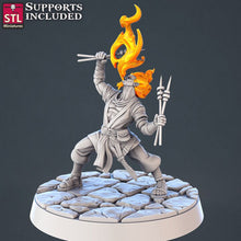 Load image into Gallery viewer, Genasi Miniature Set: 32mm Resin Miniatures for DnD/Pathfinder, Air, Water, Fire, Earth, Elemental

