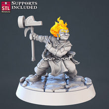 Load image into Gallery viewer, Genasi Miniature Set: 32mm Resin Miniatures for DnD/Pathfinder, Air, Water, Fire, Earth, Elemental

