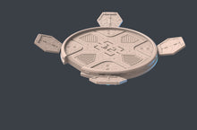 Load image into Gallery viewer, Spaceport Landing Pad | Spaceship | Space Shuttle | Shuttle Craft| Sci-Fi Terrain | Science Fiction Terrain | Cyberpunk Terrain | RPG | 32mm
