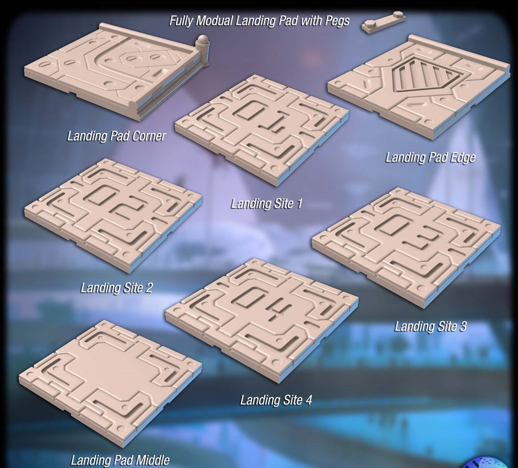 Spaceport Set 3 | Landing Pads | Landing Zone | Modular | Barricades | Sci-Fi Terrain | Science Fiction Terrain | Cyberpunk Terrain | RPG
