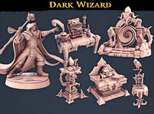 Load image into Gallery viewer, Dark Wizard Set | Wizard | Sorcerer | Warlock | Magic Altar | Spellcaster | Spellbook | DnD | 5e Miniatures | Dungeons and Dragons | RPG

