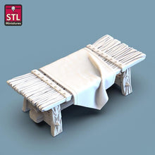Load image into Gallery viewer, Dinner Table/Tavern/Food Tables - Tabletop Terrain | Scatter Terrain | Miniatures Terrain | Dungeons and Dragons | Pathfinder | RPG Terrain
