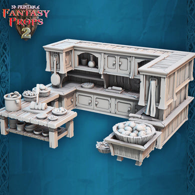 Tavern Miniature Set 4 | Tavern Kitchen | Inn Set | Bar Set | Ale House | DnD 5E | Tabletop Terrain | Scatter Terrain | DnD | Pathfinder|RPG