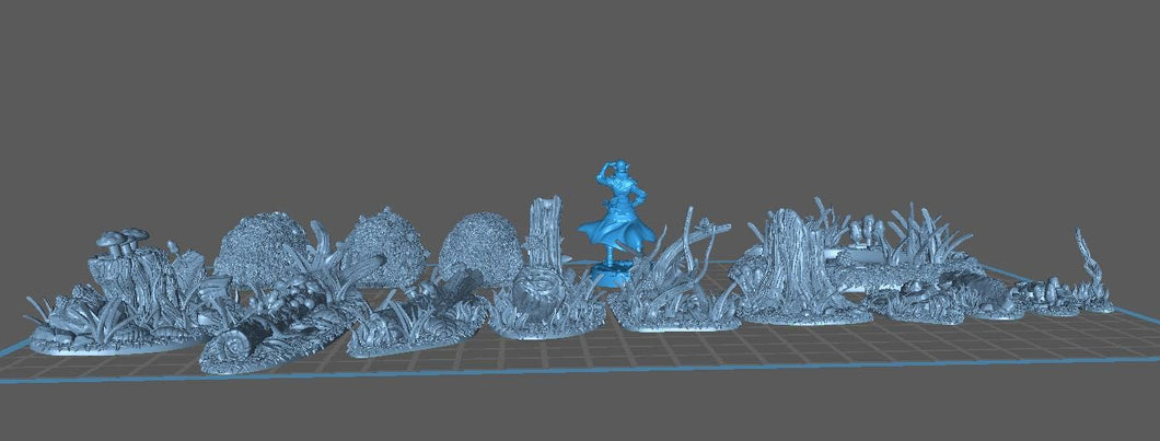 Forest Undergrowth Terrain Set| Forest Scatter Terrain | Mushroom Scatter Terrain | Stump Terrain | Dungeons and Dragons | 32mm | 5e | DnD