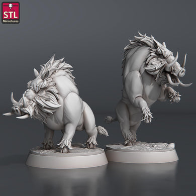 Boar Miniature Set | Wild Boar | Wild Pig | Giant Pig | Hunting | Tusked Boar | 5E | Dungeons and Dragons | Pathfinder | DnD | 5th Edition