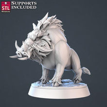 Load image into Gallery viewer, Boar Miniature Set | Wild Boar | Wild Pig | Giant Pig | Hunting | Tusked Boar | 5E | Dungeons and Dragons | Pathfinder | DnD | 5th Edition
