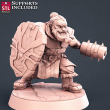Load image into Gallery viewer, Fighter Miniature Set: 32mm Resin, D&amp;D, RPG, Unpainted
