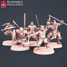 Load image into Gallery viewer, Fighter Miniature Set: 32mm Resin, D&amp;D, RPG, Unpainted

