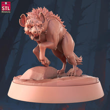 Load image into Gallery viewer, Hyena Miniature Set | Druid Wildshape | Ranger Familiar | Wild Hyena | African Hyena | Lion King | Dungeons and Dragons | DnD | 5E | 5th Ed
