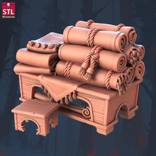 Load image into Gallery viewer, Flying Carpet Vendor | Magic Carpet | Magical Item Shop | Traveling Shop | Aladdin | Pillows | Scatter Terrain | Dungeons and Dragons | RPG
