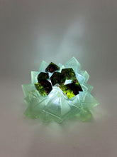 Load image into Gallery viewer, Crystal Dice Shrine - LED Dice Shrine - Lightup Dice Display - Translucent Dice Throne - Convention Dice Display - Crystal Dice Display
