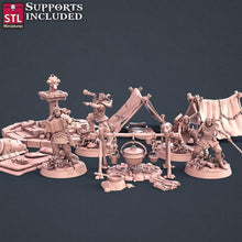 Load image into Gallery viewer, Ranger Miniature Set | Explorer | Adventurer | Lore Bard | Archaeologist | Bedroll | Tent | Tabletop Terrain/DnD/Miniatures /DnD/Pathfinder
