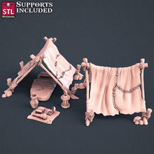 Load image into Gallery viewer, Ranger Miniature Set | Explorer | Adventurer | Lore Bard | Archaeologist | Bedroll | Tent | Tabletop Terrain/DnD/Miniatures /DnD/Pathfinder
