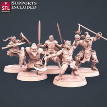 Load image into Gallery viewer, Fighter Miniature Set: 32mm Resin, D&amp;D, RPG, Unpainted
