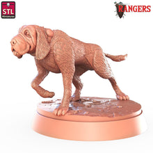 Load image into Gallery viewer, Dog/Hound Familiar: Rangers of Shadow Deep Hound Miniature, 32mm Resin, DnD, Pathfinder
