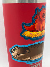 Load image into Gallery viewer, Baby Red Dragon Sticker: Baby Themberchaud, Sneezing Fire, DnD Monster
