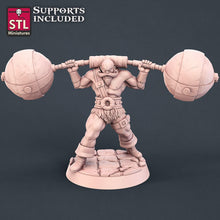 Load image into Gallery viewer, Carnival Miniatures Set | Circus | Strongman | Jester | Performers | Carnival Cart | Circus | Tabletop Terrain | DnD | Miniatures | DnD 5E
