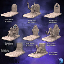 Load image into Gallery viewer, Undead Graveyard Terrain/Miniature Set | Zombie Terrain | Haunted Terrain | Gravestones | Spooky | Dungeons and Dragons| 32mm | 5E | DnD
