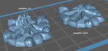 Load image into Gallery viewer, Campsite/Tents/Campfire - Tabletop Terrain | Scatter Terrain | Miniatures Terrain | Dungeons and Dragons | Pathfinder | RPG Terrain
