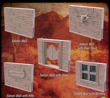 Load image into Gallery viewer, Western Terrain Set 3 | Saloon Walls | Bar | Saloon Swinging Door | Western RPG Scatter Terrain | 32mm

