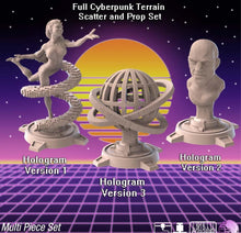 Load image into Gallery viewer, Cyberpunk Terrain Set 2 | Cyberpunk Hologram Terrain | Cyberpunk Retro Art Terrain | Science Fiction Terrain | Space Terrain | RPG | 32mm
