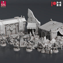 Load image into Gallery viewer, Dwarven Mine Set: Resin Dwarf Miner Camp - 32mm DnD Terrain

