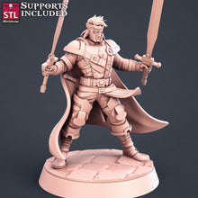Load image into Gallery viewer, Fighter Miniature Set: 32mm Resin, D&amp;D, RPG, Unpainted
