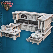 Load image into Gallery viewer, Tavern Miniature Set 4 - Kitchen: 32mm Resin Terrain for DnD, Pathfinder
