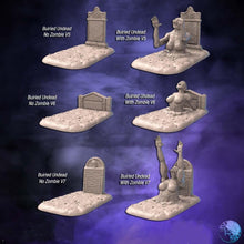 Load image into Gallery viewer, Undead Graveyard Terrain/Miniature Set | Zombie Terrain | Haunted Terrain | Gravestones | Spooky | Dungeons and Dragons| 32mm | 5E | DnD
