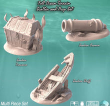 Load image into Gallery viewer, Ocean Terrain Set 3 | Ocean Scatter Terrain | Pirate | Underwater | Dungeons and Dragons | 32mm
