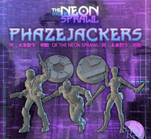 Load image into Gallery viewer, Cyberpunk Miniatures Set | Cyberpunk Heroes | Cyberpunk Adventurers | Science Fiction Miniatures | RPG | 32mm | Phazejackers | Neon Sprawl
