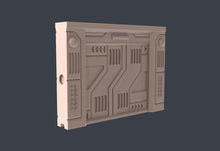 Load image into Gallery viewer, Cyberpunk Terrain Set 4 | Cyberpunk Wall w/ holes for Magnets | Cyberpunk Wall Terrain | Science Fiction Terrain | Space Terrain | 32mm
