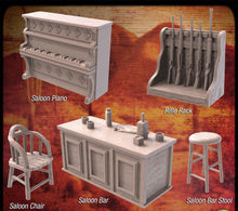 Load image into Gallery viewer, Western Saloon Terrain Set | 32mm scale miniatures | Western Scatter Terrain | Western Set 2
