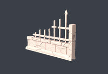 Load image into Gallery viewer, Graveyard Wall Terrain Set | Graveyard Fence Terrain w/ Magnet Holes | Haunted | Spooky Terrain | Scary | Dungeons and Dragons | 5e | DnD
