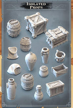 Load image into Gallery viewer, Supplies/Warehouse Terrain/Barrels/Boxes/Vases/Pots - Tabletop Terrain | Scatter Terrain | Dungeons and Dragons | Pathfinder | RPG Terrain
