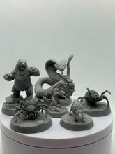 Load image into Gallery viewer, Wilderness Creature Starter Set | DnD Miniatures | Bear Wolf Spider Snake | 32mm Tabletop RPG Miniatures | D&amp;D Encounter
