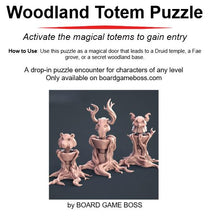 Load image into Gallery viewer, DnD Puzzle Encounter Set | Woodland Totem Puzzle Set | Druid Totem Miniatures | Magic Portal Puzzle | 32mm Tabletop RPG
