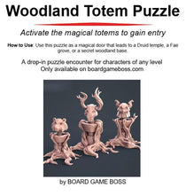 Load image into Gallery viewer, DnD Puzzle Encounter Set | Woodland Totem Puzzle Set | Druid Totem Miniatures | Magic Portal Puzzle | 32mm Tabletop RPG
